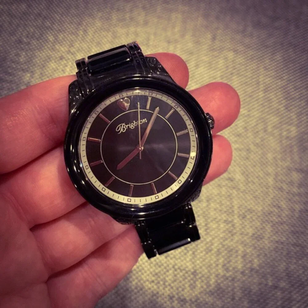 Brighton Large Face Black Link Carpenteria Retired/Vintage Watch Size 6.5 inches